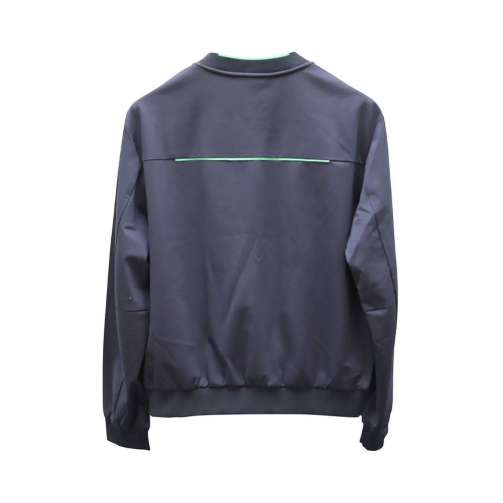 Prada Sweater with Zipped Pockets and Neon Green Accents in Navy Blue Polyester - Picture 2 of 5